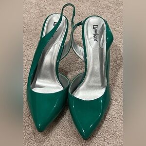 LimeLight Green Patent Slingback Heels Size 11 Pointed Toe Stiletto Pumps